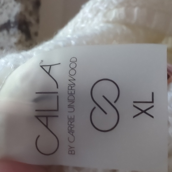 CALIA by Carrie Underwood Cream Knit Sweater XL Effortless Metallic Sweater - Picture 3 of 8